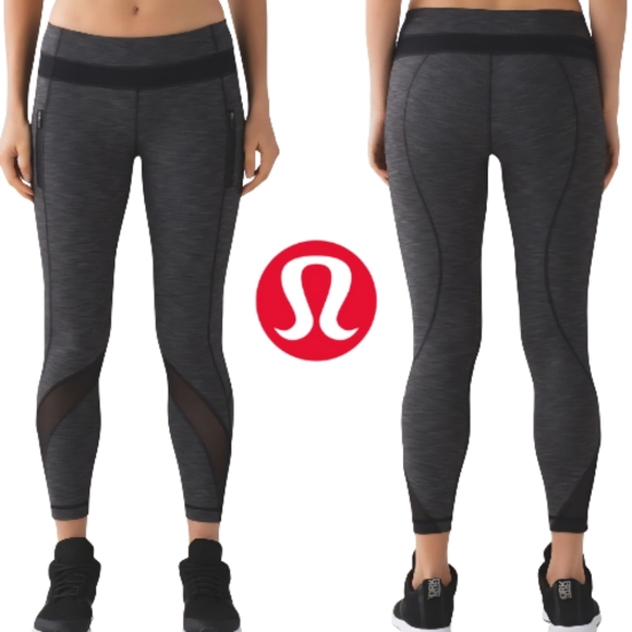 Lululemon Inspire Tight Heathered Gray Leggings Size 4 EUC - Picture 1 of 11